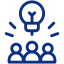 Icon mit Menschen und einer Glühbirne darüber